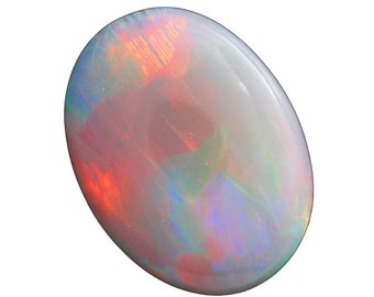 Iridescent Pink White Oval Cabochon Australian Opal Lightning Ridge 1.08 Carat Gemstone Birthday Gifts 1967O003