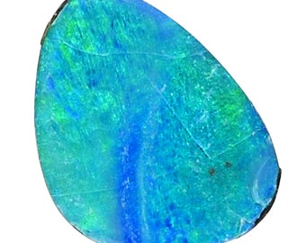 Australian Opal Doublet Freeform cabochon, pendant-making stone, 2.53 carats, blue, green necklace stone 3034B001