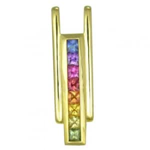 Multicolor Rainbow Sapphire Bar Pendant 14K Yellow Gold (1.2ct tw) SKU: P309-14K-Yg