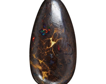 Matrix Opal, Pear cabochon, pendant-making stone, 4.68 carats, polished opal, red, green, brown necklace stone 3002H001