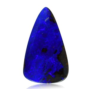 May include: A dark blue, teardrop-shaped opal gemstone with a black and brown base.