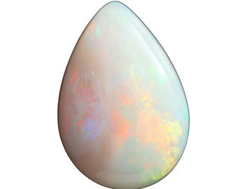 Unset Solid Pear White Opal Australian Opal Natural Untreated Loose Opal Cabochon 1.18 Carat 1967O006