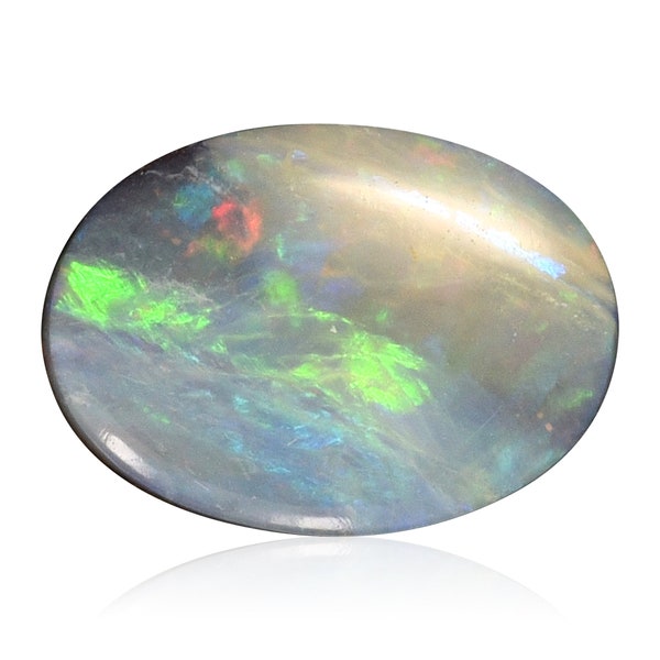 Semi Transparent Boulder Opal 1.9 Carat, Necklace Stone, Milky blue, oval cabochon, pierre pour collier, Ribbon Flashfire 3002A037