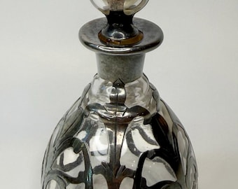 Antique Alvin Sterling Silver Overlay Perfume Bottle ~ 999 Fine Silver ~ Early 1900’s