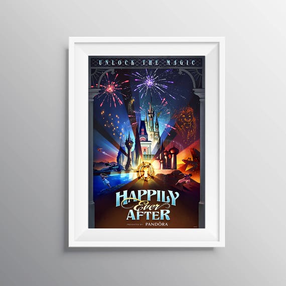 Happily Ever After Poster Print Magical Wall Decor Fireworks Etsy