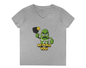 Women's No Pickle For You Pickleball Character Illustration T-Shirt | Funny Veggie Design