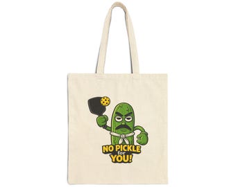 No Pickle For You tote bag | Funny pickleball character canvas tote