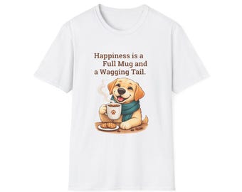 Cute Puppy Coffee Mug T-Shirt | Happiness Wagging Tail Tee