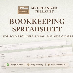 Può includere: Un foglio di calcolo di contabilità digitale per piccole imprese e liberi professionisti. L'immagine mostra un foglio di calcolo con le parole "Reddito" e "Spese". Il foglio di calcolo è progettato per l'uso con Google Sheets, offrendo un facile monitoraggio e download immediato.