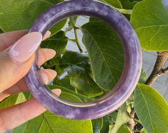 Brazalete rígido de jade púrpura de 64 mm