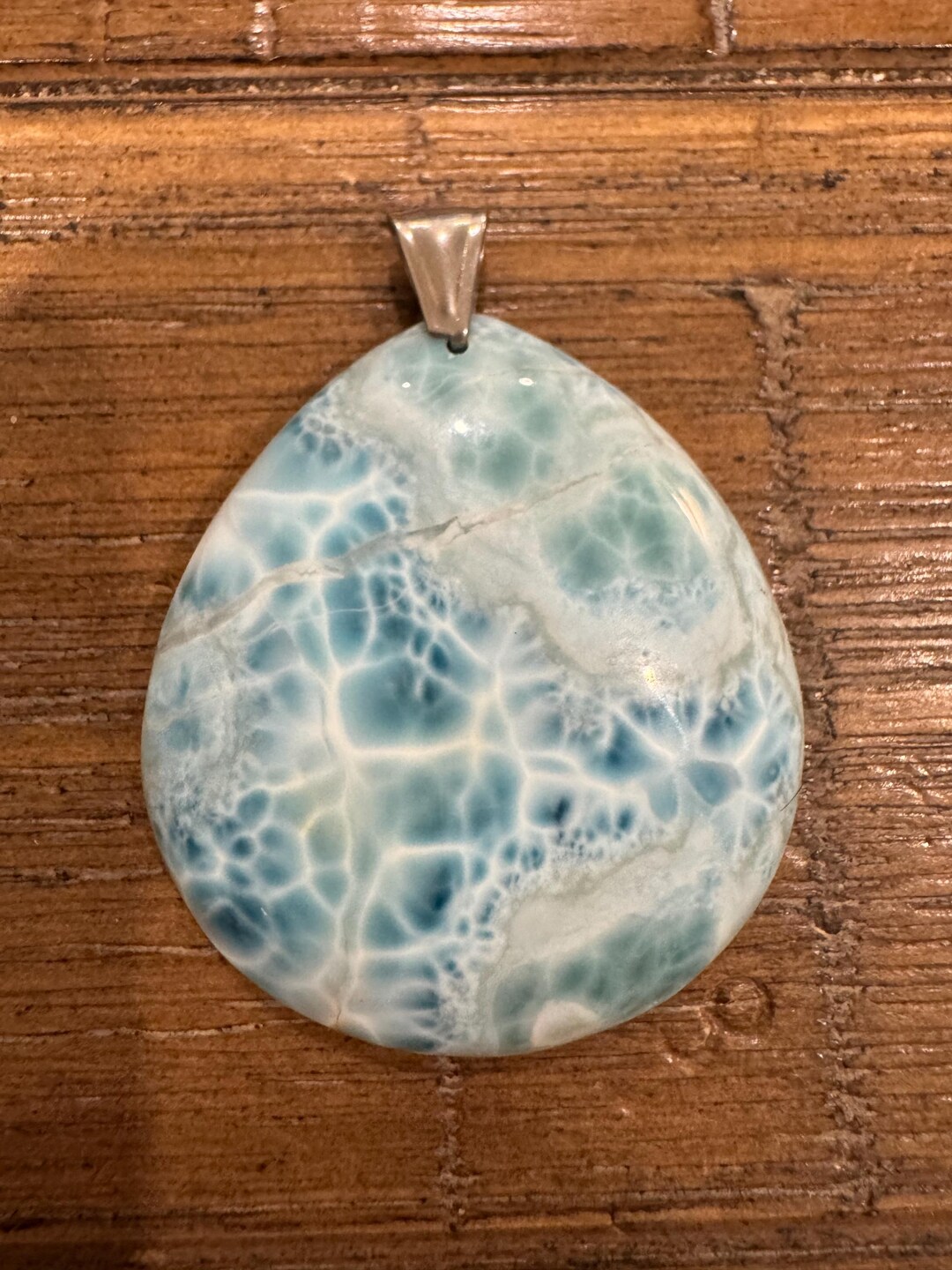 Large Larimar Pendant 46mm | Ocean Blue Dominican Larimar | Statement ...