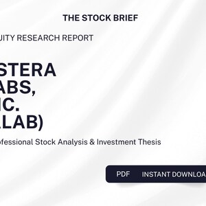 Puede incluir: Un informe de investigación de acciones digital blanco titulado THE STOCK BRIEF para ASTERA LABS, INC. (ALAB) con el texto Professional Stock Analysis & Investment Thesis. Un botón azul oscuro en la parte inferior derecha muestra PDF INSTANT DOWNLOAD.