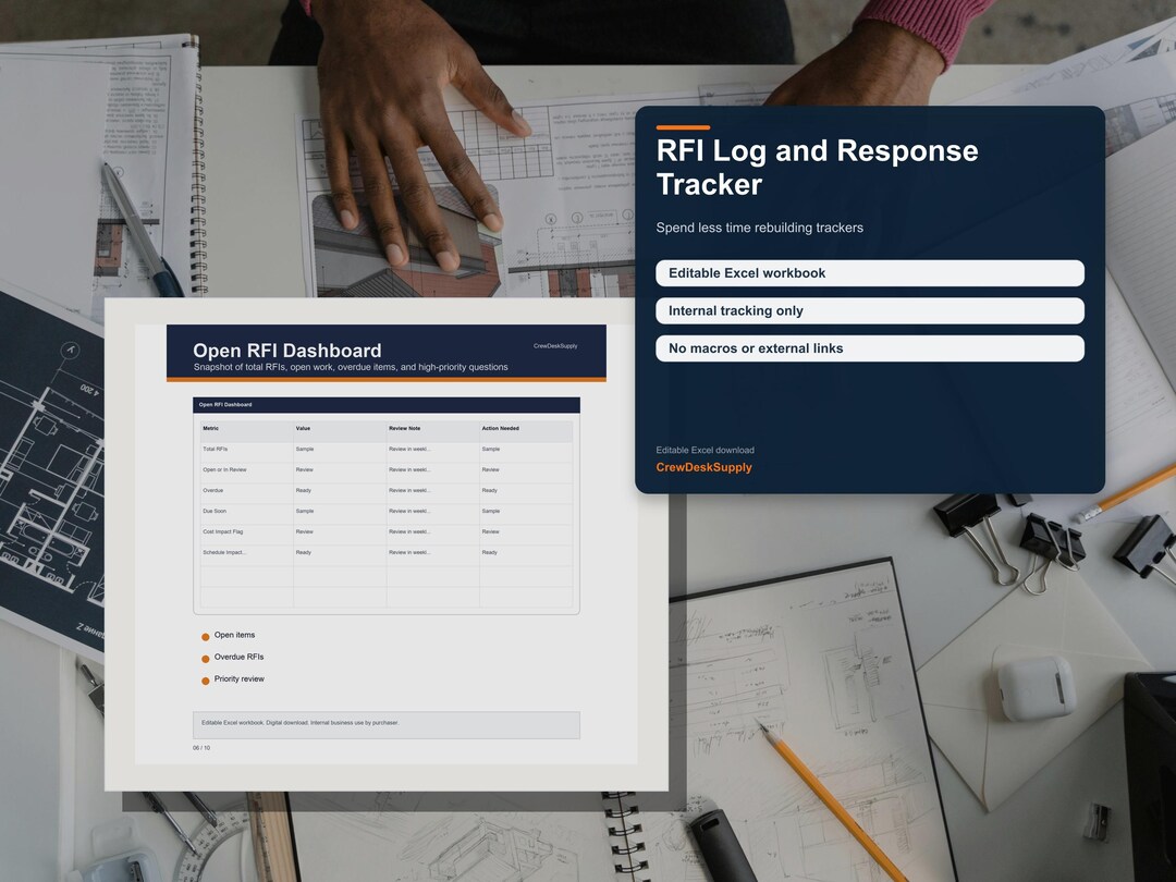 Construction RFI Log Excel Template, Request for Information Tracker ...
