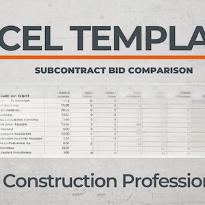 Hoja de cálculo de comparación de ofertas de subcontratistas en Excel / Plantilla de pestaña de ofertas / Análisis de ofertas de construcción / Evaluación de contratistas / Descarga instantánea