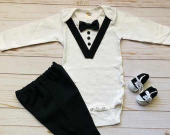 Baby Tuxedo Onesie, Tuxedo Onesie, Coming Home Outfit, Baby Ring Bearer, Baby Black Tuxedo Onesie, Baby Wedding Outfit