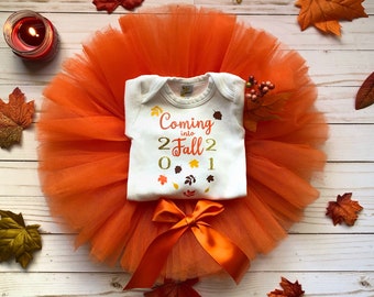 Fall Tutu, Fall Shirt, Girls Autumn Tutu, Orange Tutu, Baby Tutu