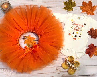 Girl Fall Outfit, Fall Shirt, Fall Tutu, Girls Autumn Tutu, Orange Tutu, Baby Tutu