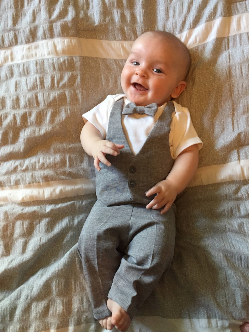 Baby Wedding Suit..Infant Suit Grey..Baby Ring Bearer