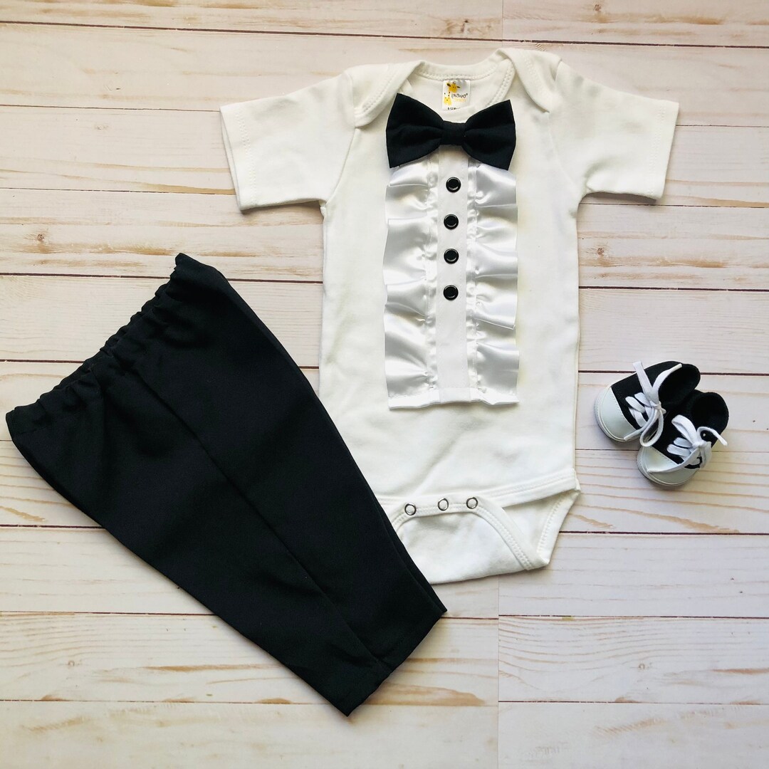 Tuxedo Onesie Baby Suit Baby Wedding Suit Baby Suit Grey Etsy