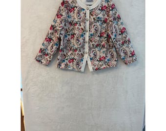 Veste blazer vintage Pablo Collection à motif floral cachemire pour femme, taille 20WP Plus Petite (US)