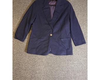 Chaqueta tipo blazer de lana y cachemira azul marino de J. Crew para mujer, talla 10, fabricada en EE. UU.