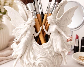 Fairy Makeup Brush Holder, Aesthetic Vanity Organizer, Cute Desk Decor, Gift for Women, Fantasy Storage Cup, Beauty Brush Holder