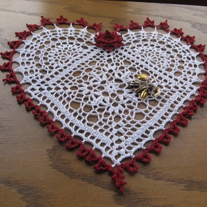 Heart shaped crocheted doily-Heart felt image 2