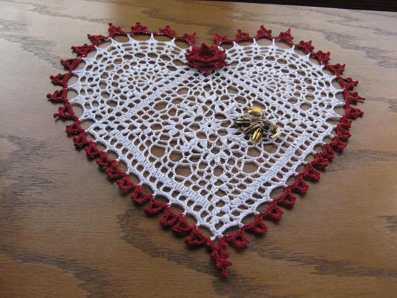 Heart shaped crocheted doily-Heart felt image 2