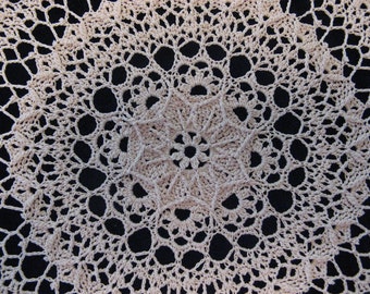 Impressive round crochet 20  inch ecru doily