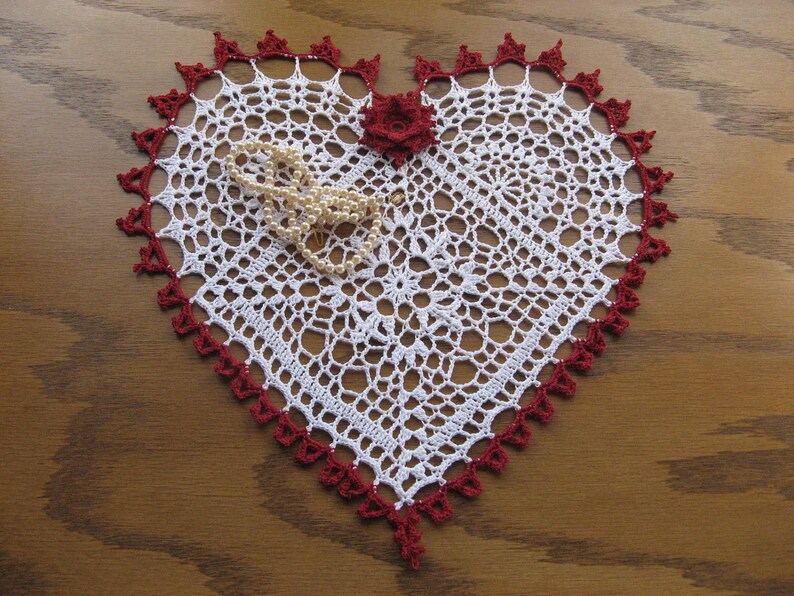 Heart shaped crocheted doily-Heart felt image 3