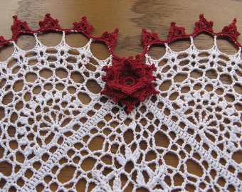 Heart shaped crocheted doily-Heart felt