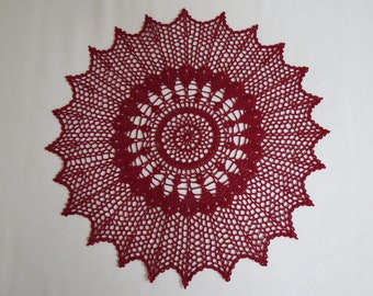 Round Christmas Magic Holiday Lace Burgandy doily