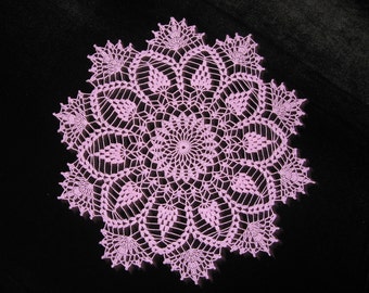 Round crochet 19 inch purple doily