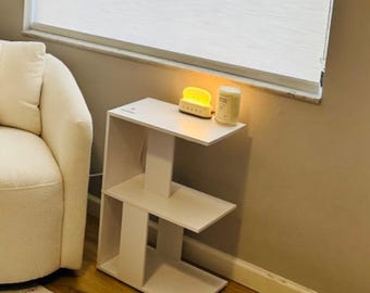 Wooden Narrow End Table With Charging Station For Living Room