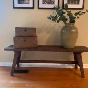 Farmhouse Wooden Entryway Bench For Living Dining Room