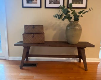 Farmhouse Wooden Entryway Bench For Living Dining Room