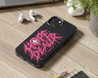 Cover per telefono gotica rosa, cover grunge punk nera e rosa, cover alternativa edgy Y2K per telefono
