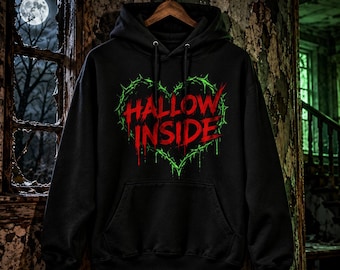Hallow Inside Hoodie, Gothic Streetwear Sweatshirt, Dark Faith Hoodie, Distressed Graphic Pullover