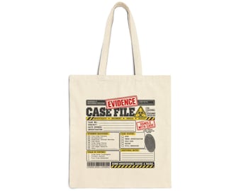 Customizable True Crime Evidence Tote Bag, Forensic Case File Canvas (15" x 16")