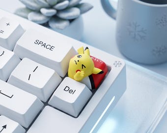 Tecla artesanal de Pikachu para teclados mecánicos, tecla personalizada de Pokémon, linda tecla ESC para juegos