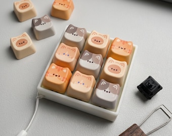 Llavero antiestrés personalizado con forma de gato y teclado mecánico / 1/2/3/4/2x2/3x3 teclas / Llavero para aliviar el estrés por TDAH, regalo para entusiastas de los teclados