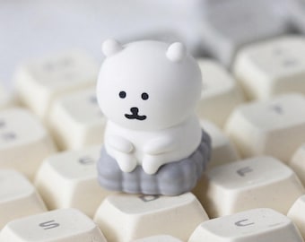 Tecla artesanal Kawaii Chiikawa Oso Blanco / Tecla adorable para teclado mecánico Cherry MX / Regalo para gamers y fans del anime / Decoración de escritorio personalizada