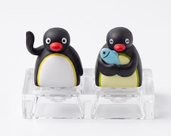 Pingu Penguin Artisan-tangentbord för mekaniskt tangentbord, anpassade kawaii-hartstangenter, Cherry MX-stam, rolig uttrycksfull tangentbordsdekoration