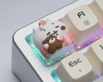 Tecla artesanal Chiikawa Usagi, decoración kawaii para teclado mecánico, compatible con Cherry MX.