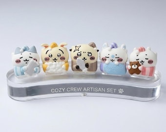 Juego de 5 teclas artesanales Chiikawa Usagi, teclas adorables para teclado mecánico, decoración kawaii para escritorio, regalo para gamers, compatible con Cherry MX.