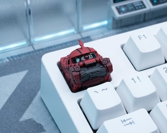 Tecla artesanal Zaku Gundam - Tecla personalizada de resina con cabeza de robot - Accesorio para teclado mecha