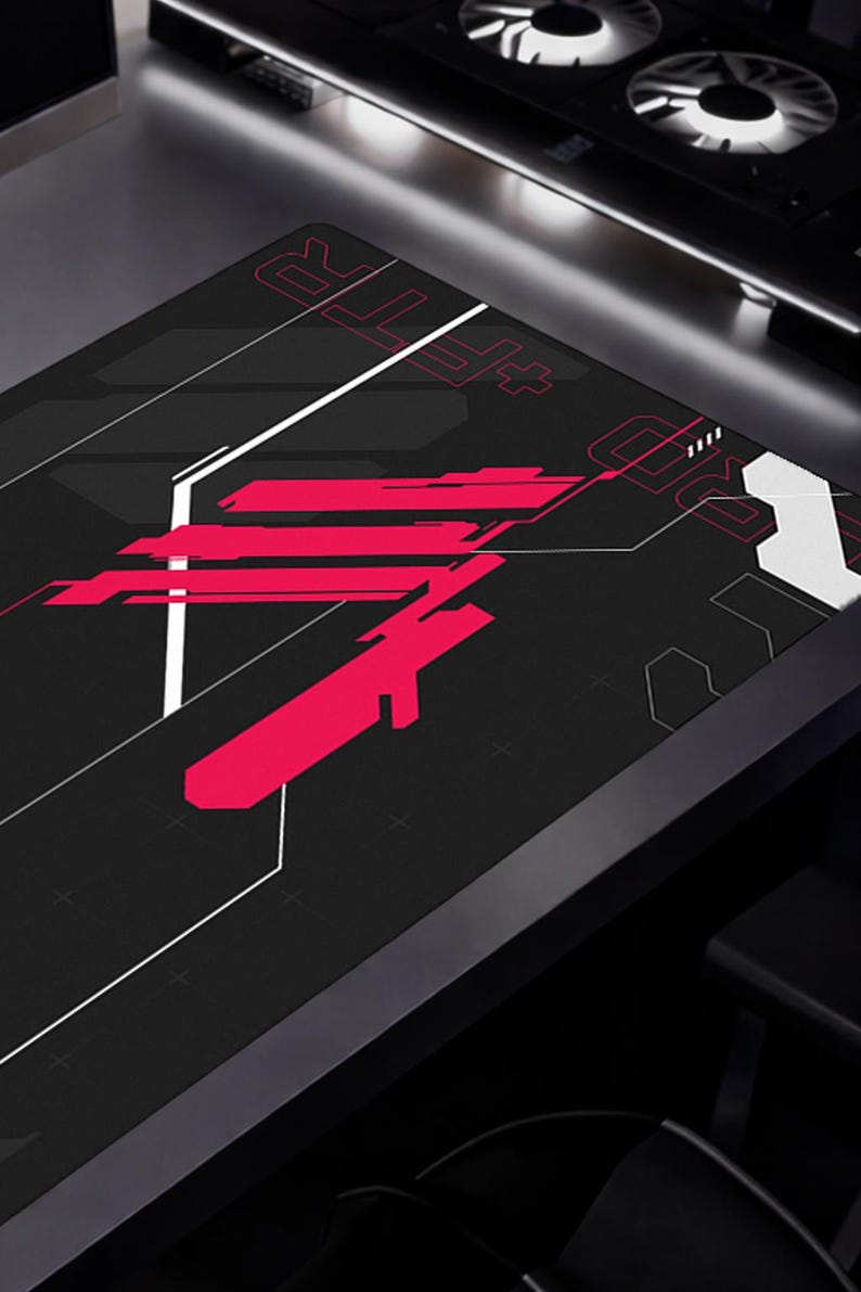 Cyberpunk Tech Graphic Desk Mat | Gaming Mousepad image 2