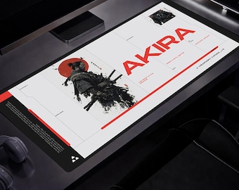 Akira cyberpunk samurai Desk Mat | red graphic anime mousepad