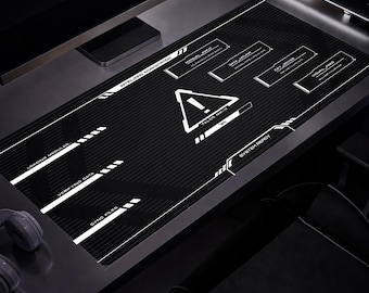 System Alert Interface Desk Mat | Cyberpunk HUD Mouse Pad
