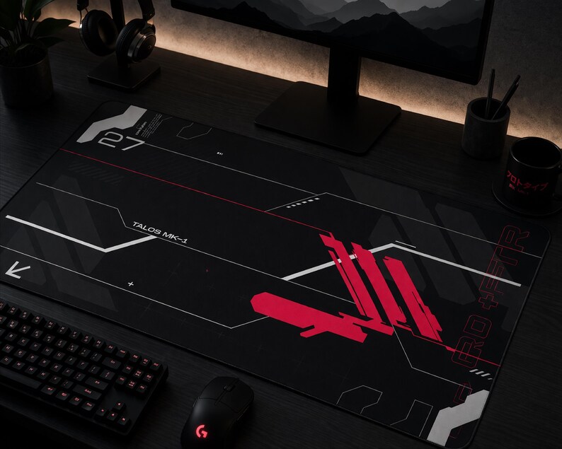 Cyberpunk Tech Graphic Desk Mat | Gaming Mousepad image 4